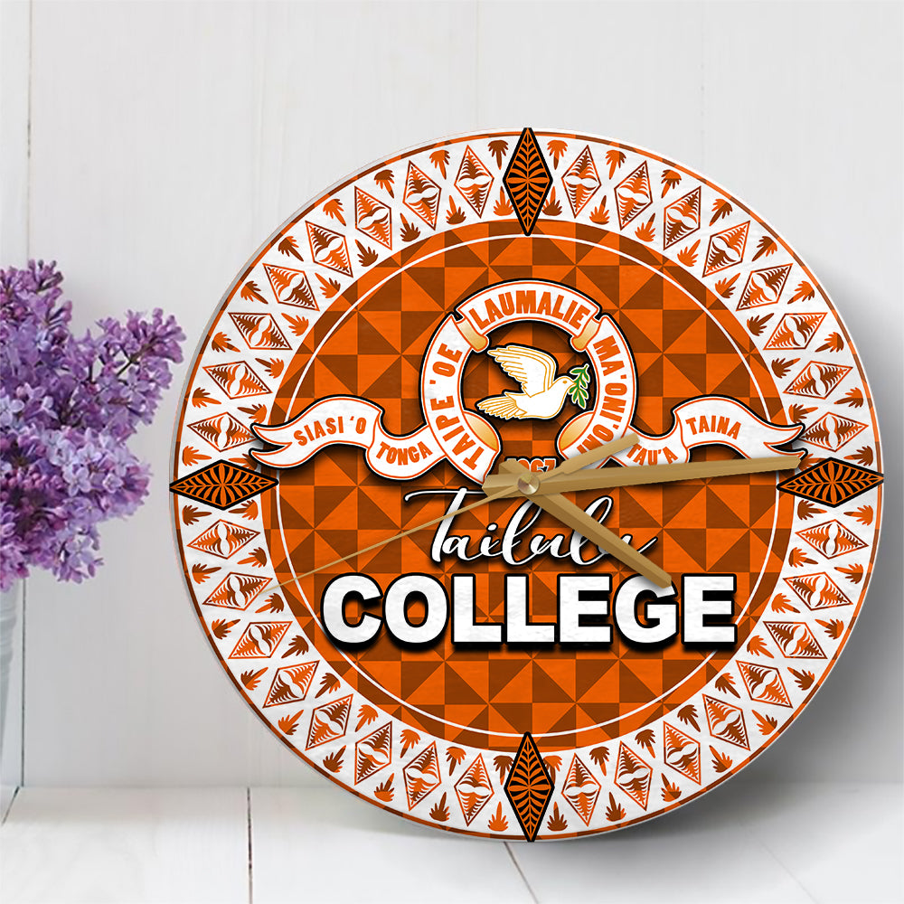 Tailulu College Wall Clock Polynesian Circle No.2 LT6 30 cm Orange - Polynesian Pride