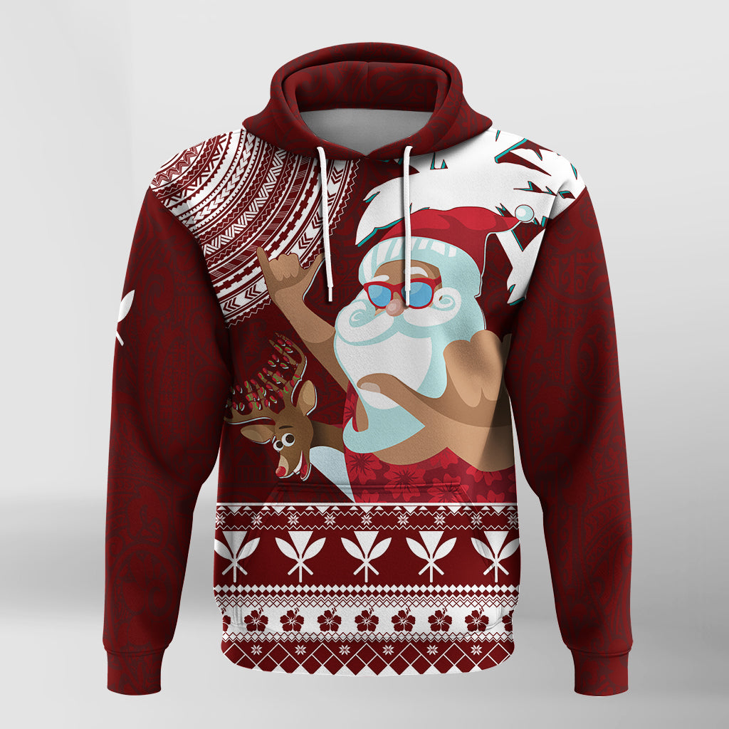 Tropical Christmas Tanned Santa Claus Hawaii Hoodie LT7 Unisex Red - Polynesian Pride