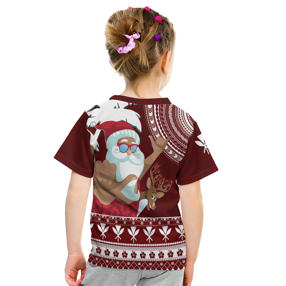 Tropical Christmas Tanned Santa Claus Hawaii Kid T Shirt LT7 - Polynesian Pride