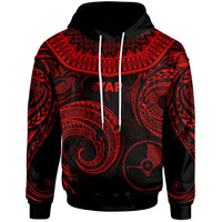 Yap Hoodie Palm Leaf Texture Red Unisex Red - Polynesian Pride