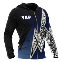 Yap Micronesian Zip up Hoodie White Lighting Piece - Polynesian Pride