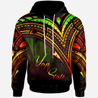 Yap State Hoodie Reggae Color Cross Style Unisex Black - Polynesian Pride