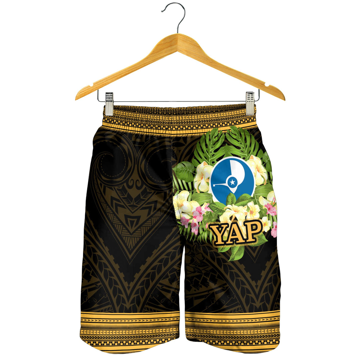 Yap State Men's Shorts - Polynesian Gold Patterns Collection - Polynesian Pride