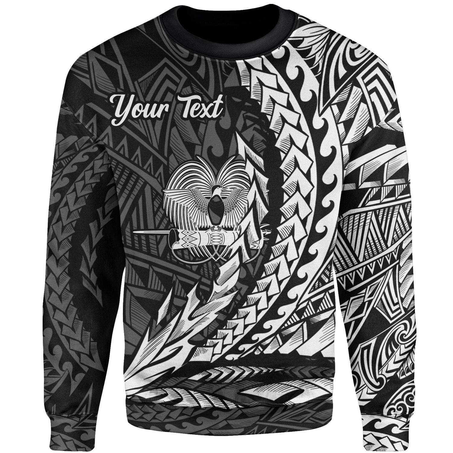 Papua New Guinea Custom Personalised Sweatshirt - Wings Style White Color Unisex Black - Polynesian Pride