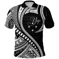 Yap Polo Shirt Federated States of Micronesia Black Wave Style LT9 Adult Black - Polynesian Pride