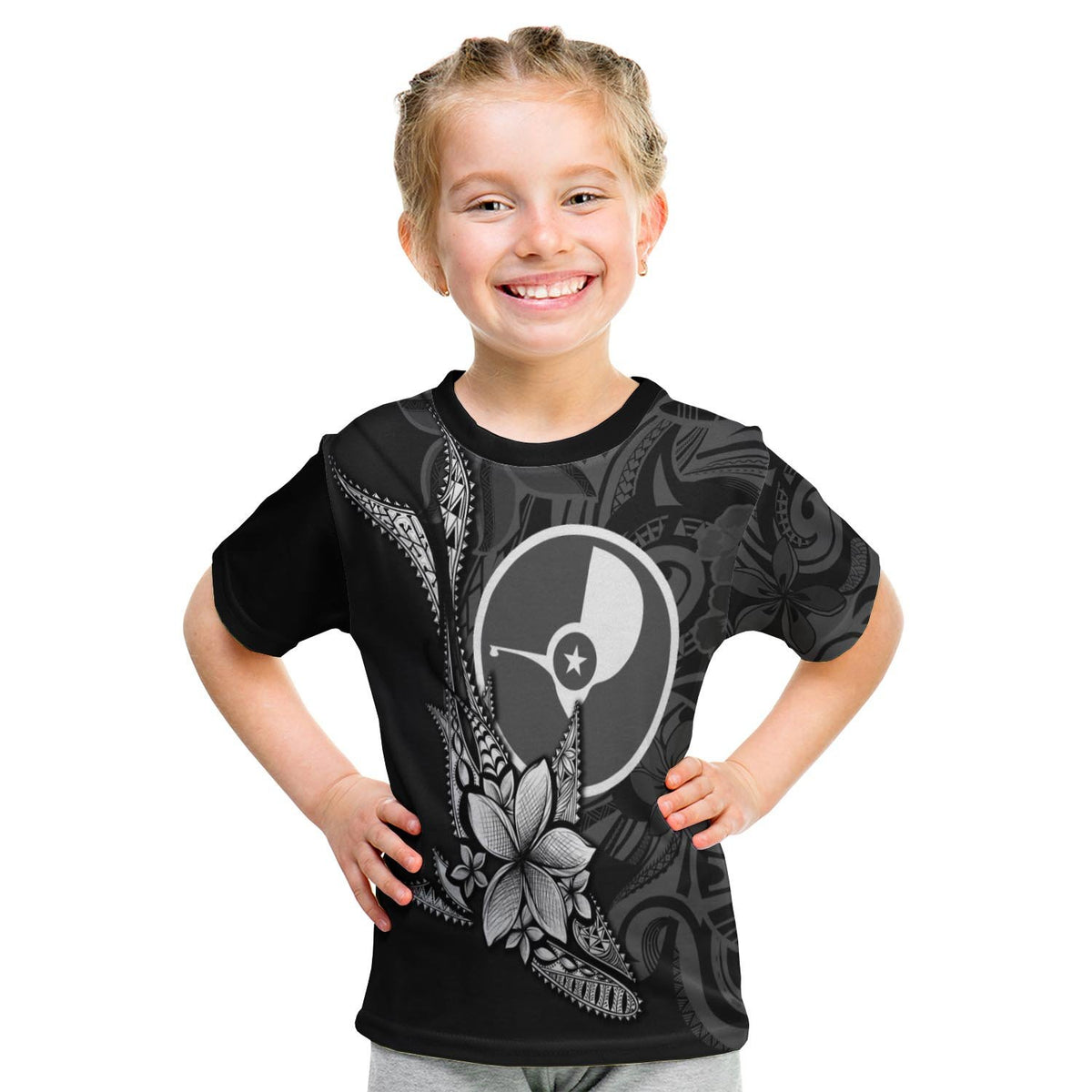 Yap State Custom T Shirt Fish With Plumeria Flowers Style - Polynesian Pride