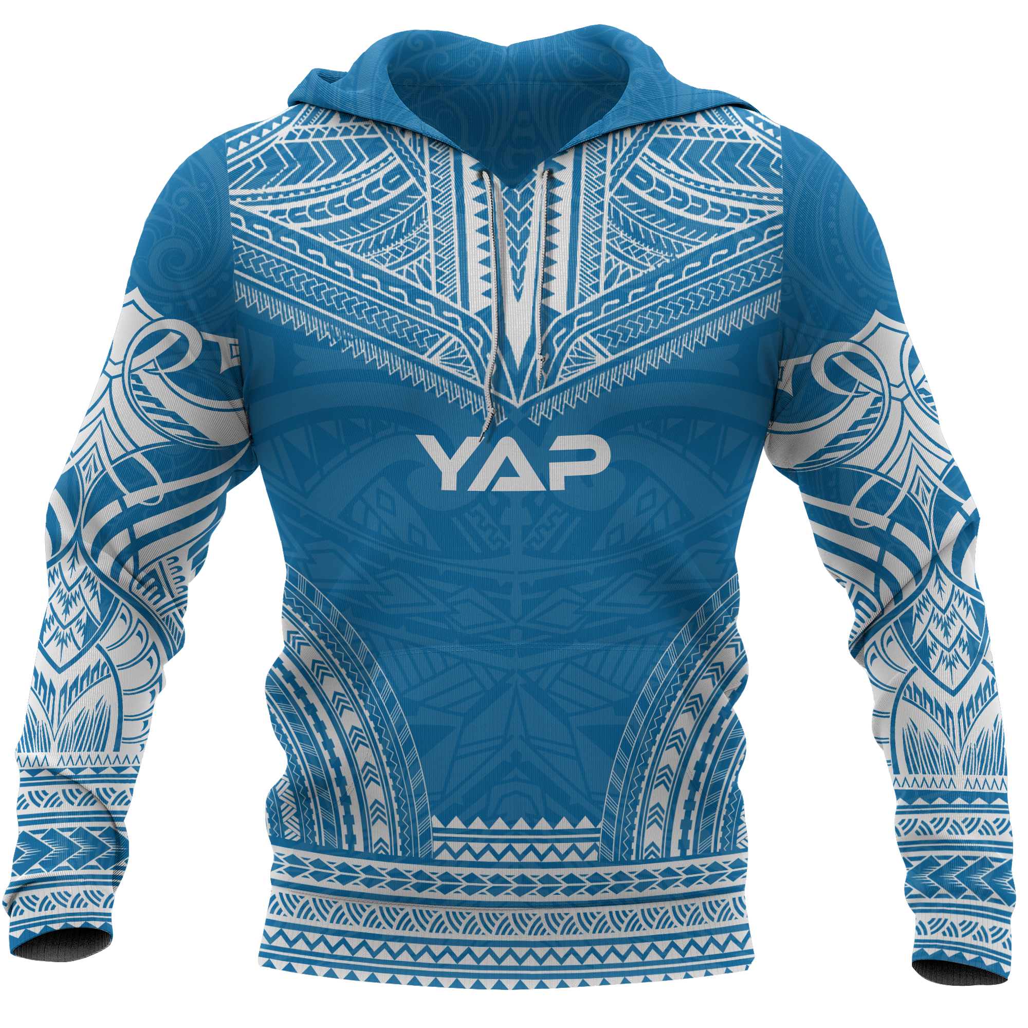 Yap Polynesian Chief Hoodie Unisex Blue - Polynesian Pride