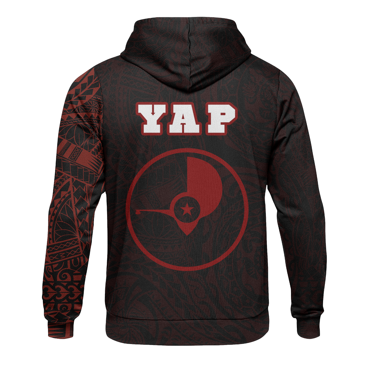 Micronesia All Over Print Hoodie Yap In My Heart Red - Polynesian Pride