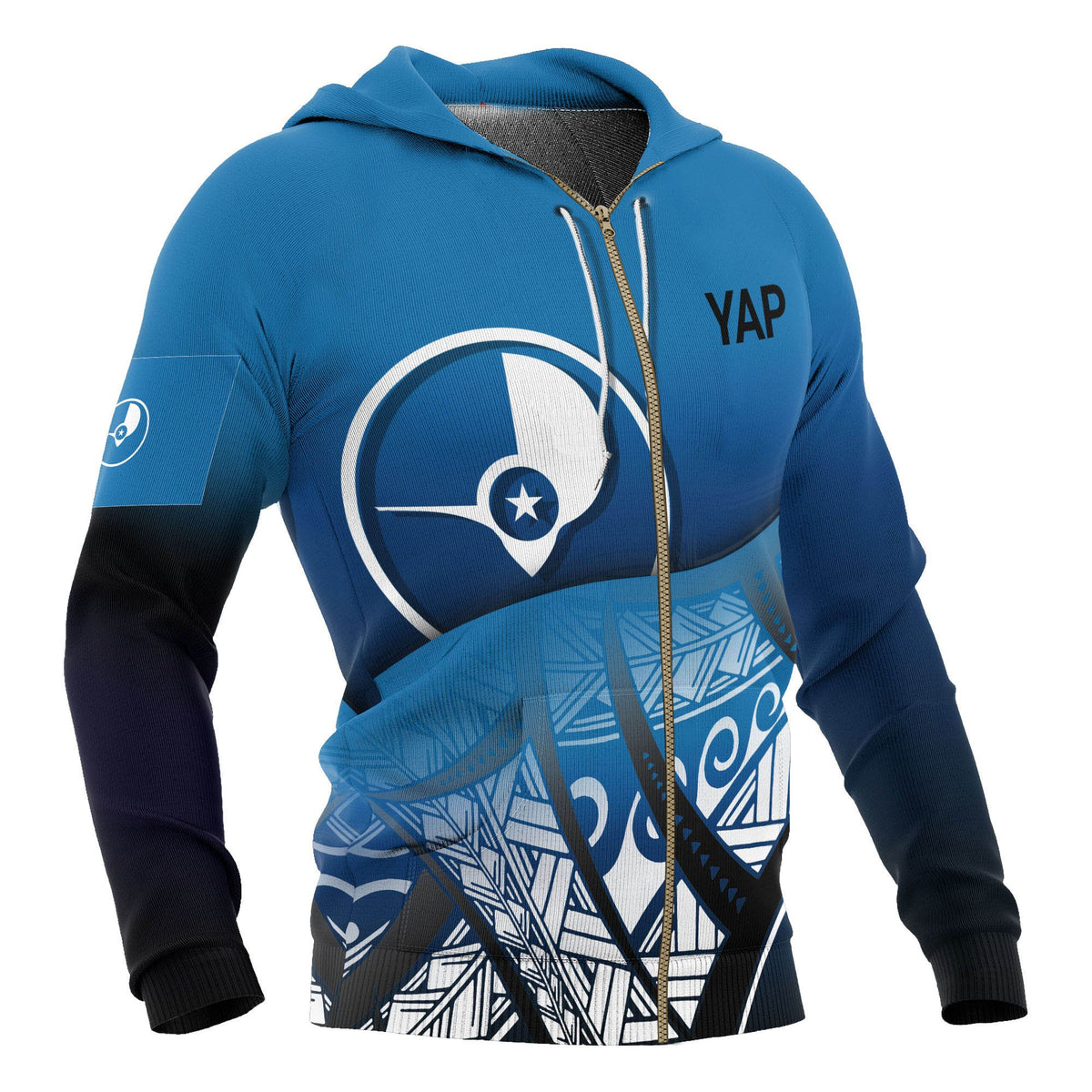 Yap Coat of Arms Zip up Hoodie Polynesian Pattern - Polynesian Pride