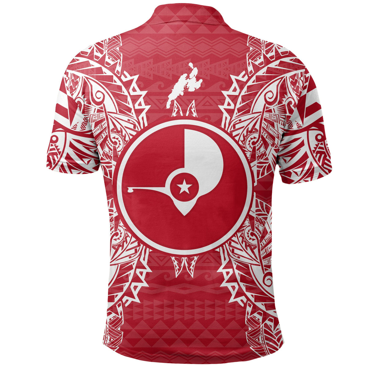 Yap Polo Shirt Yap Flag Map Polynesian Tattoo Red White - Polynesian Pride