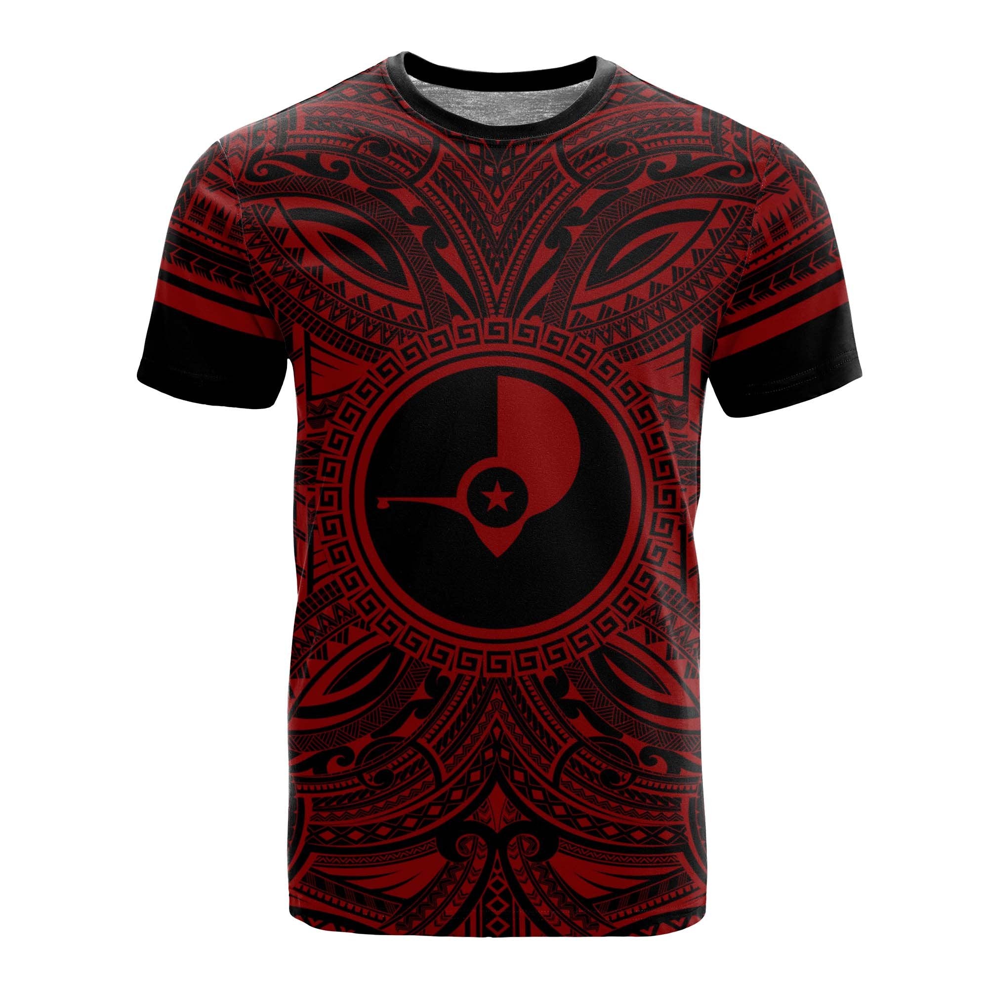 Yap T Shirt Yap Coat of Arms Polynesian Red Black Unisex Red - Polynesian Pride