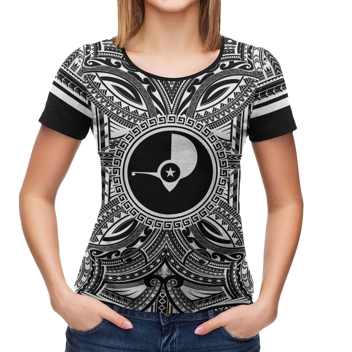 Yap T Shirt Yap Coat of Arms Polynesian White Black - Polynesian Pride