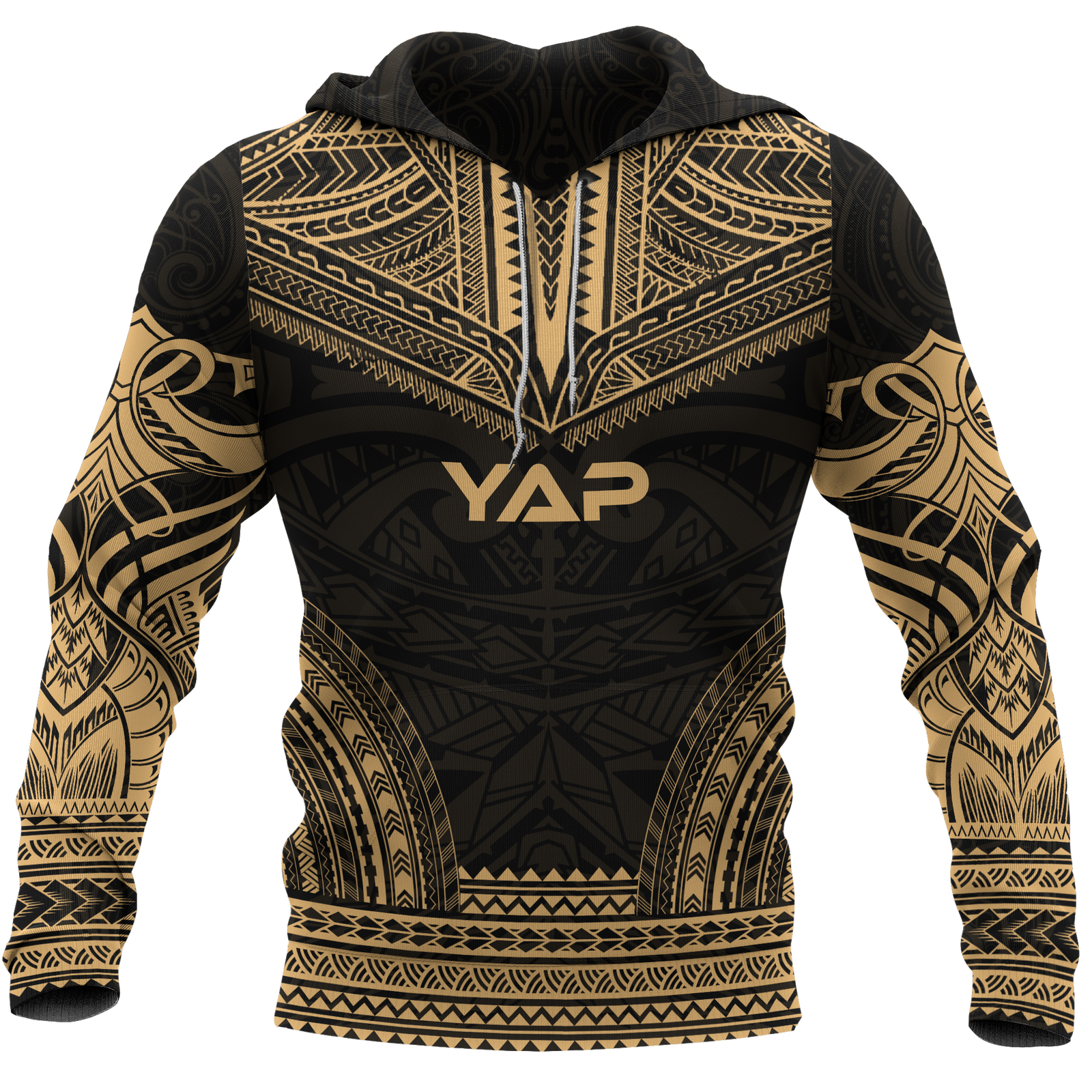 Yap Polynesian Chief Hoodie Gold Version Unisex Gold - Polynesian Pride