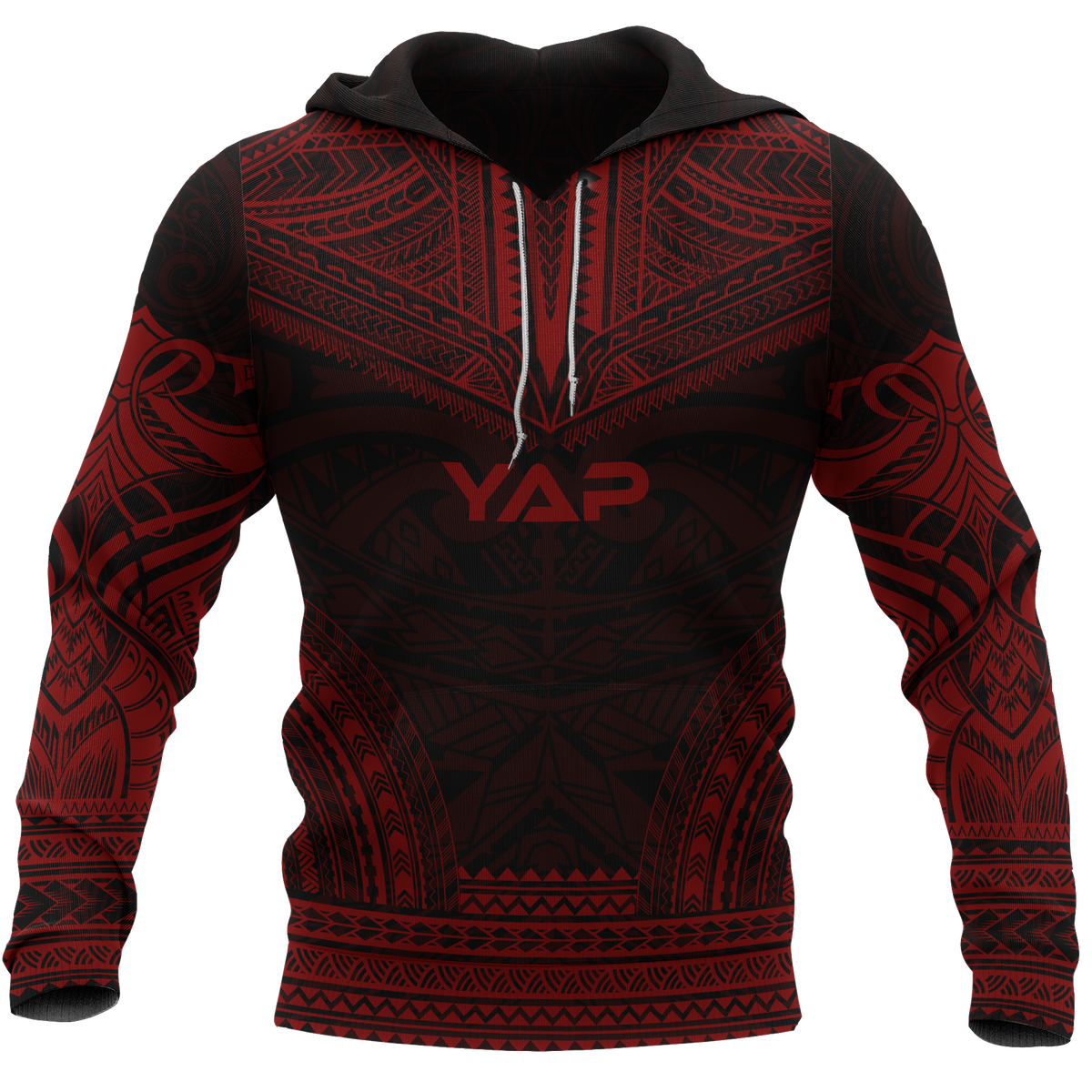 Yap Polynesian Chief Hoodie Red Version Unisex Red - Polynesian Pride