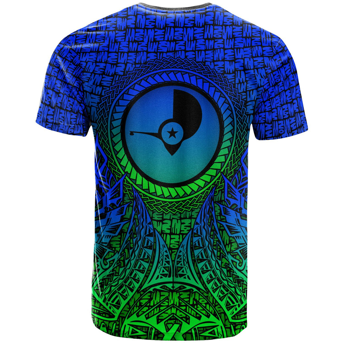 Yap Micronesian T Shirt Circle Pattern Blue - Polynesian Pride