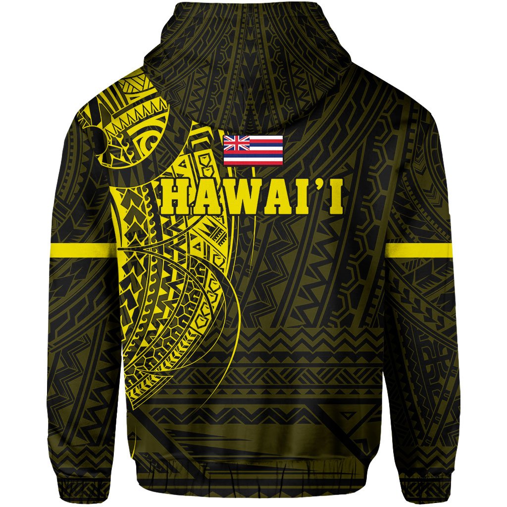 Polynesian Kakau Kanaka Flag of Hawaii Zip Hoodie Yellow - Polynesian Pride