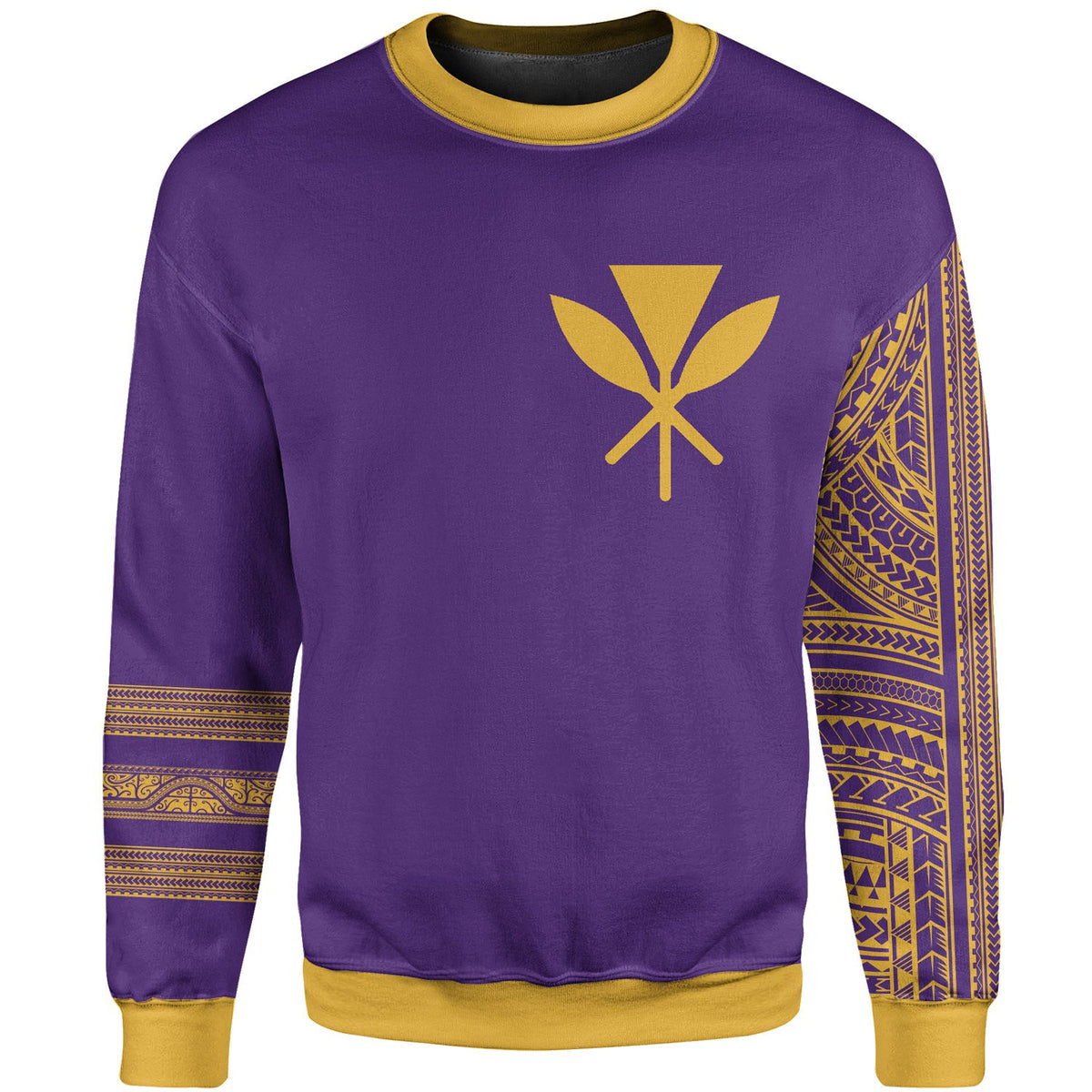 Hawaii Sweatshirt - Kanaka Maoli Simple Style Yellow Purple Color Unisex Purple - Polynesian Pride