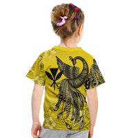 Kanaka Maoli Custom T Shirt Polynesian Phoenix Bird, Fairytales Bird Yellow - Polynesian Pride