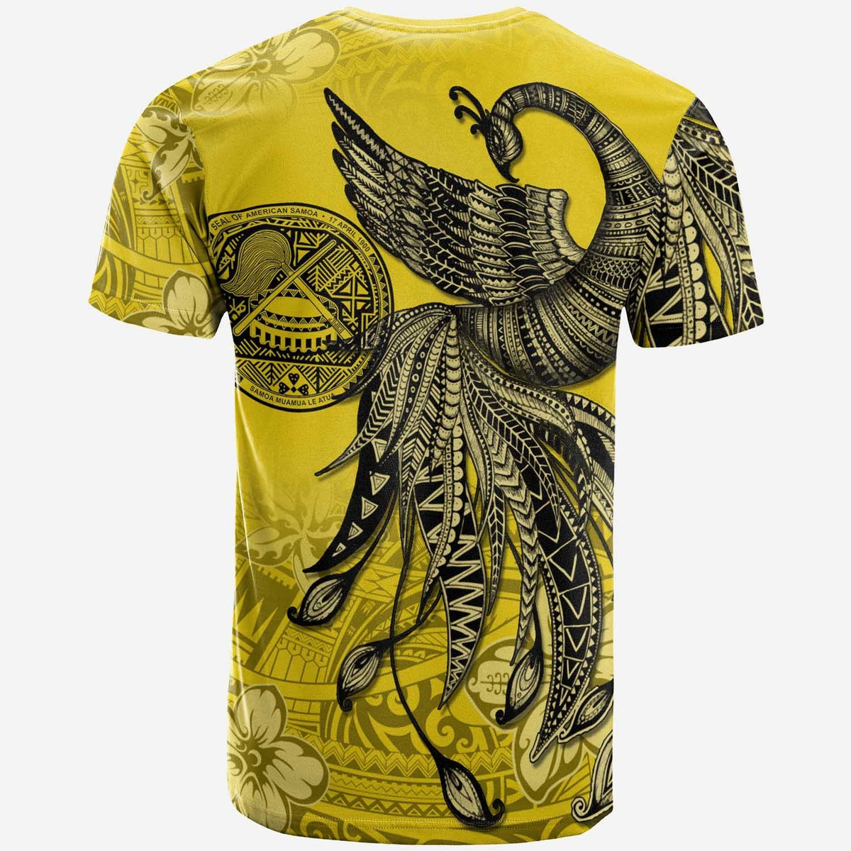 American Samoa T Shirt Polynesian Phoenix Bird, Fairytales Bird Yellow - Polynesian Pride