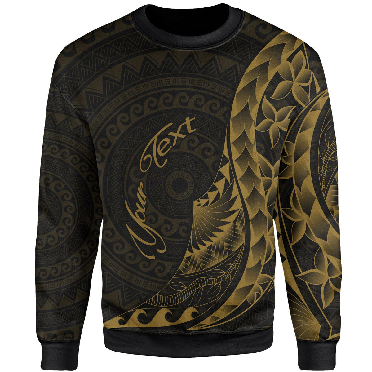 Cook Islands Sweatshirt - Custom Personalised Polynesian Pattern Style Gold Color Unisex Gold - Polynesian Pride