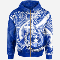 Northern Mariana Islands Zip Hoodie Seal CNMI With Curve Patterns Unisex Blue - Polynesian Pride