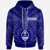 Guam Zip up Hoodie Guam Seal With Polynesian Tattoo Style (Blue) Unisex Blue - Polynesian Pride
