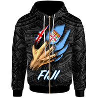 Fiji Zip up Hoodie Fiji In Me (Black) Unisex Black - Polynesian Pride