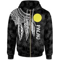 Palau Polynesian Zip up Hoodie Polynesian Wings (White) Unisex White - Polynesian Pride