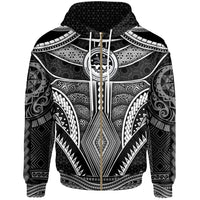 Polynesian FSM Zip up Hoodie Poly Pattern With COA Federated States of Micronesia Unisex Black - Polynesian Pride