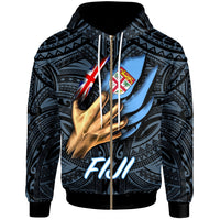 Fiji Zip up Hoodie Fiji In Me (Blue) Unisex Blue - Polynesian Pride