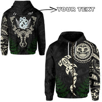 Custom Aotearoa Fern Zip Hoodie Maori Manaia and Fish LT13 Unisex Black - Polynesian Pride