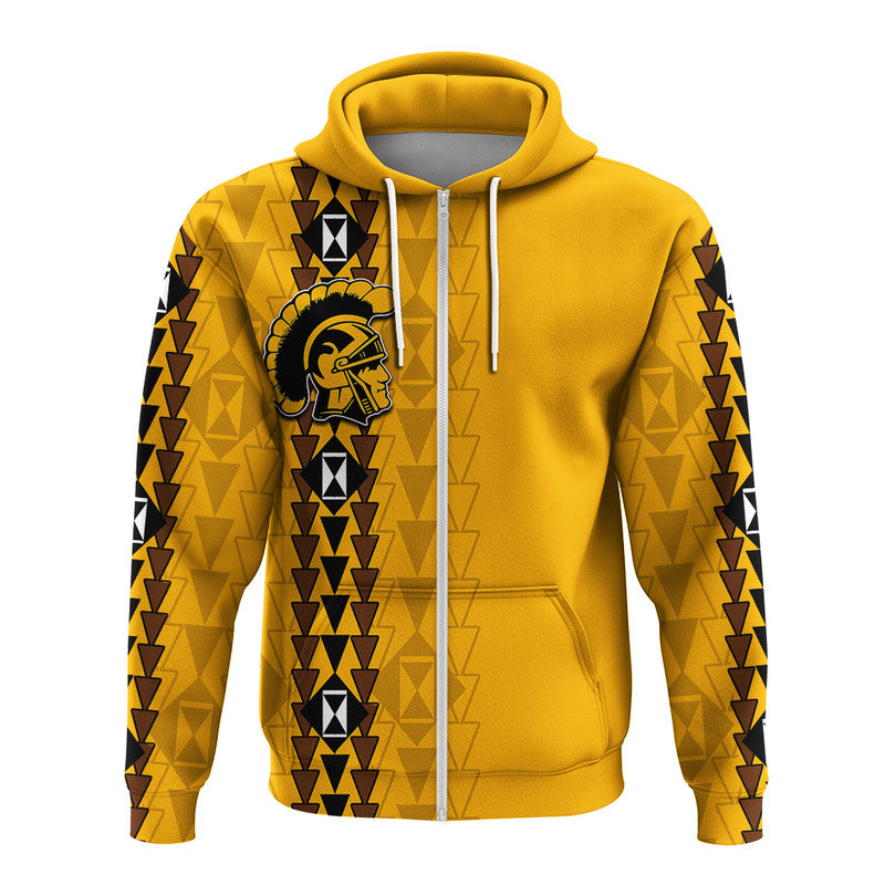 Hawaii Mililani High Mix Kakau Hoodie LT6 Zip Hoodie Yellow - Polynesian Pride