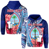 Custom Guam Chamorro Hoodie Happy Liberation Day Latte Stone LT13 Zip Hoodie Blue - Polynesian Pride
