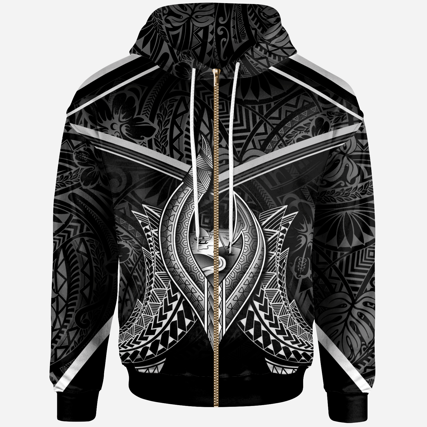 Guam Zip Hoodie Guam Seal With Line Style Unisex Black - Polynesian Pride