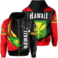 Hawaii Polynesian Kanaka Map Hoodie Zip Ball Style Unisex Black - Polynesian Pride