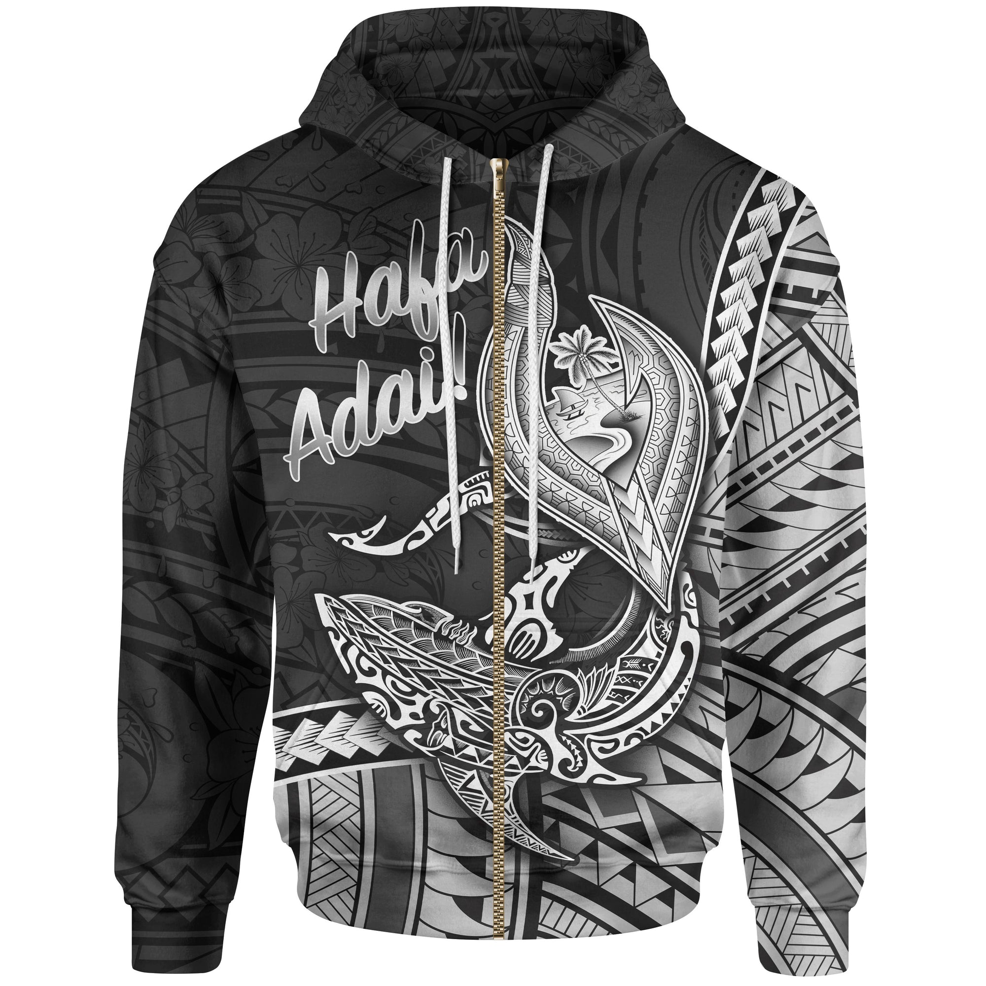 Guam Zip Hoodie Hafa Adai Polynesian Patterns Unisex Black - Polynesian Pride