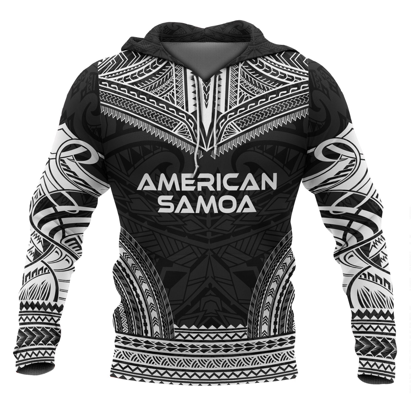 American Samoa Polynesian Chief Hoodie Black Version Unisex Black - Polynesian Pride