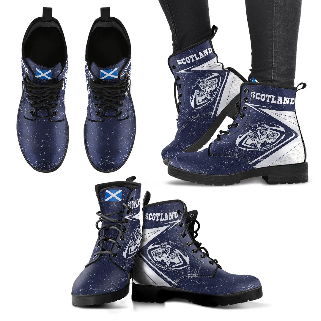 Scotland Rugby Leather Boots - Celtic Scottish Rugby Ball Thistle Ver - Polynesian Pride