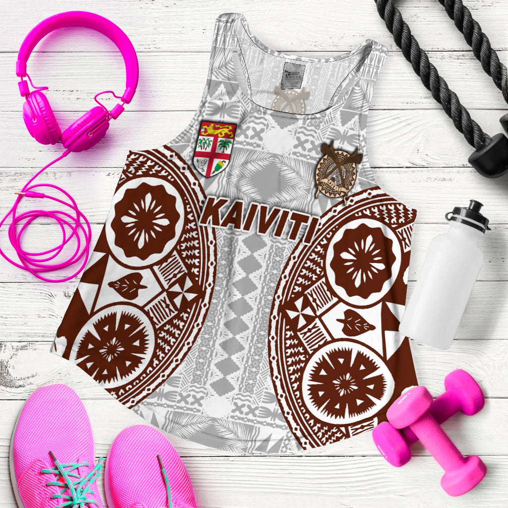 Fiji Kaiviti Tapa Pattern Women Tank Top - LT12 Women White - Polynesian Pride