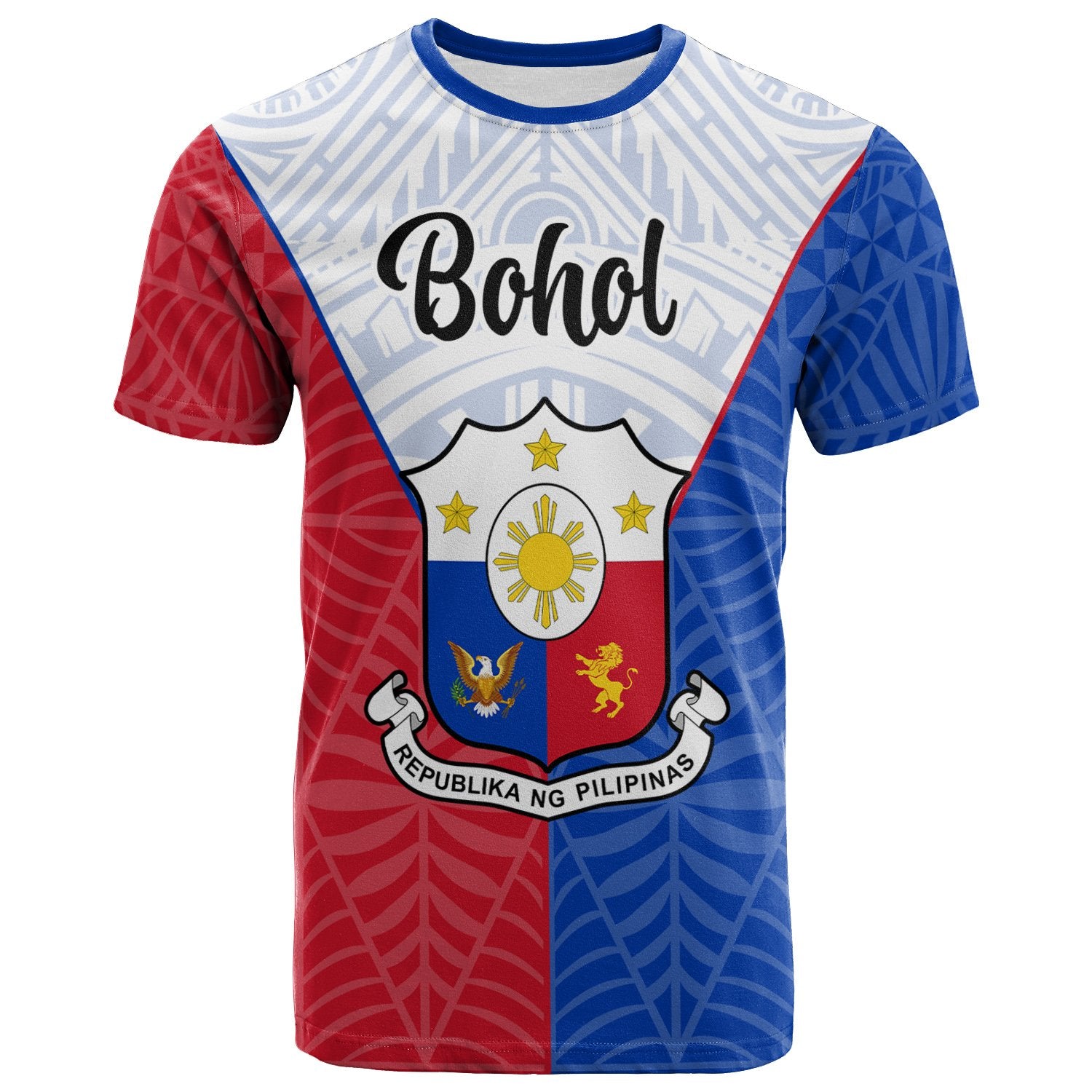 Pilipinas Custom T Shirt Bohol Seal of Pilipinas Style Unisex Blue - Red - Polynesian Pride