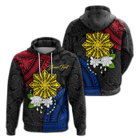 Custom Philippines Sampaguita Filipino Sun Hoodie LT12 Hoodie Black - Polynesian Pride