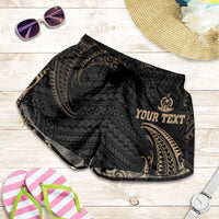 Vanuatu Polynesian Custom Personalised Women's Shorts - Gold Tribal Wave - Polynesian Pride