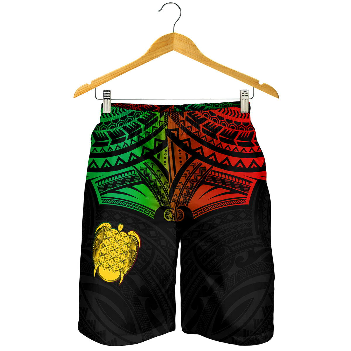 Vanuatu Heart Polynesian Men Short Turtle Sand Drawings LT13 - Polynesian Pride