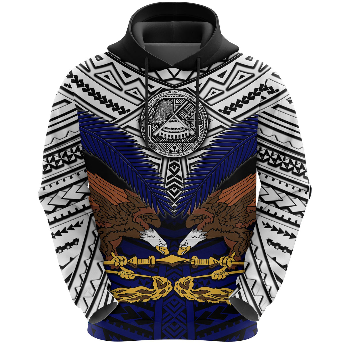 Seal of American Samoa Hoodie Eagle Unisex Blue - Polynesian Pride