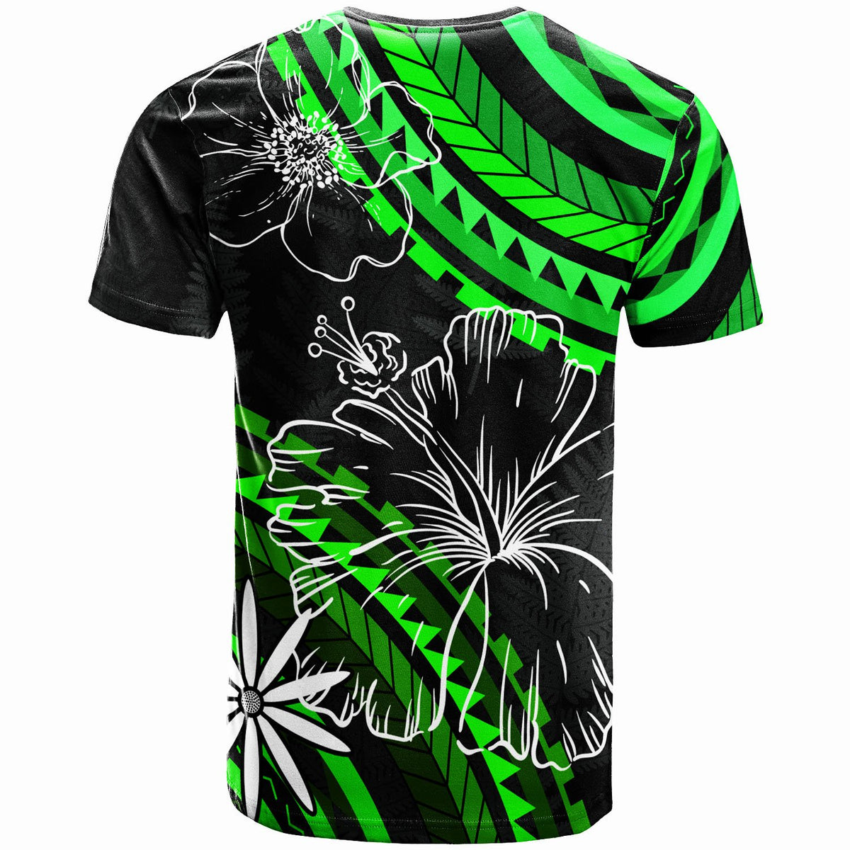Cook Islands T Shirt Palm Leaf Texture Green - Polynesian Pride