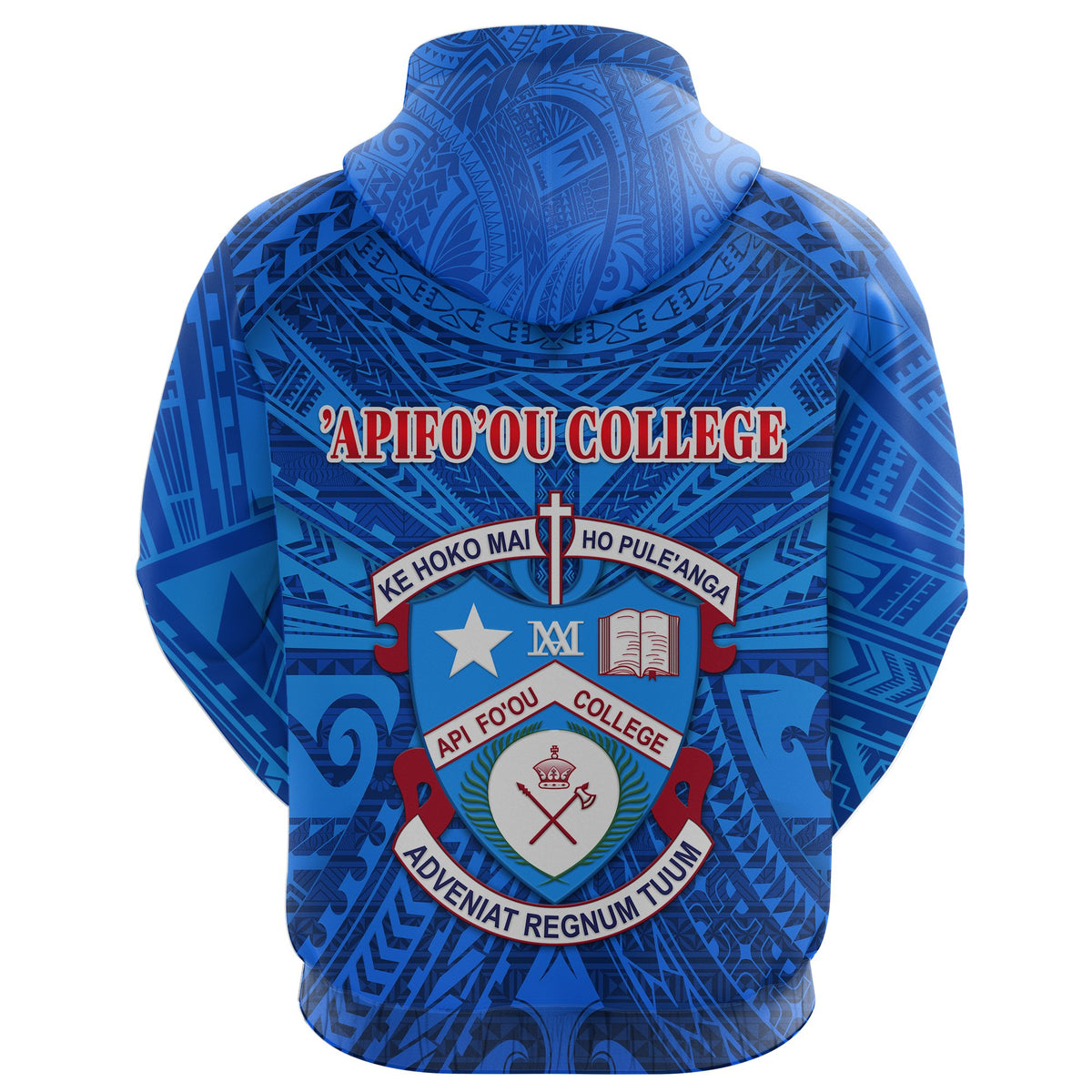 Custom Kolisi Apifoou College Tonga Hoodie Full Blue - Polynesian Pride