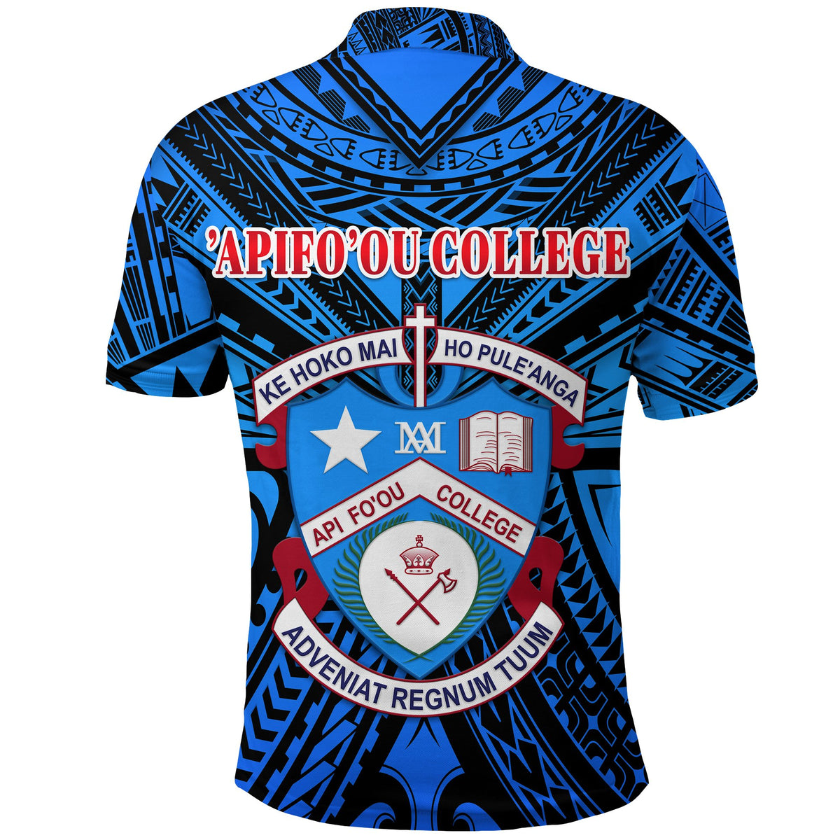 Custom Kolisi Apifoou College Polo Shirt Tonga Blue - Polynesian Pride