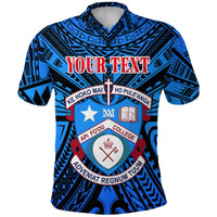 Custom Kolisi Apifoou College Polo Shirt Tonga Blue - Polynesian Pride