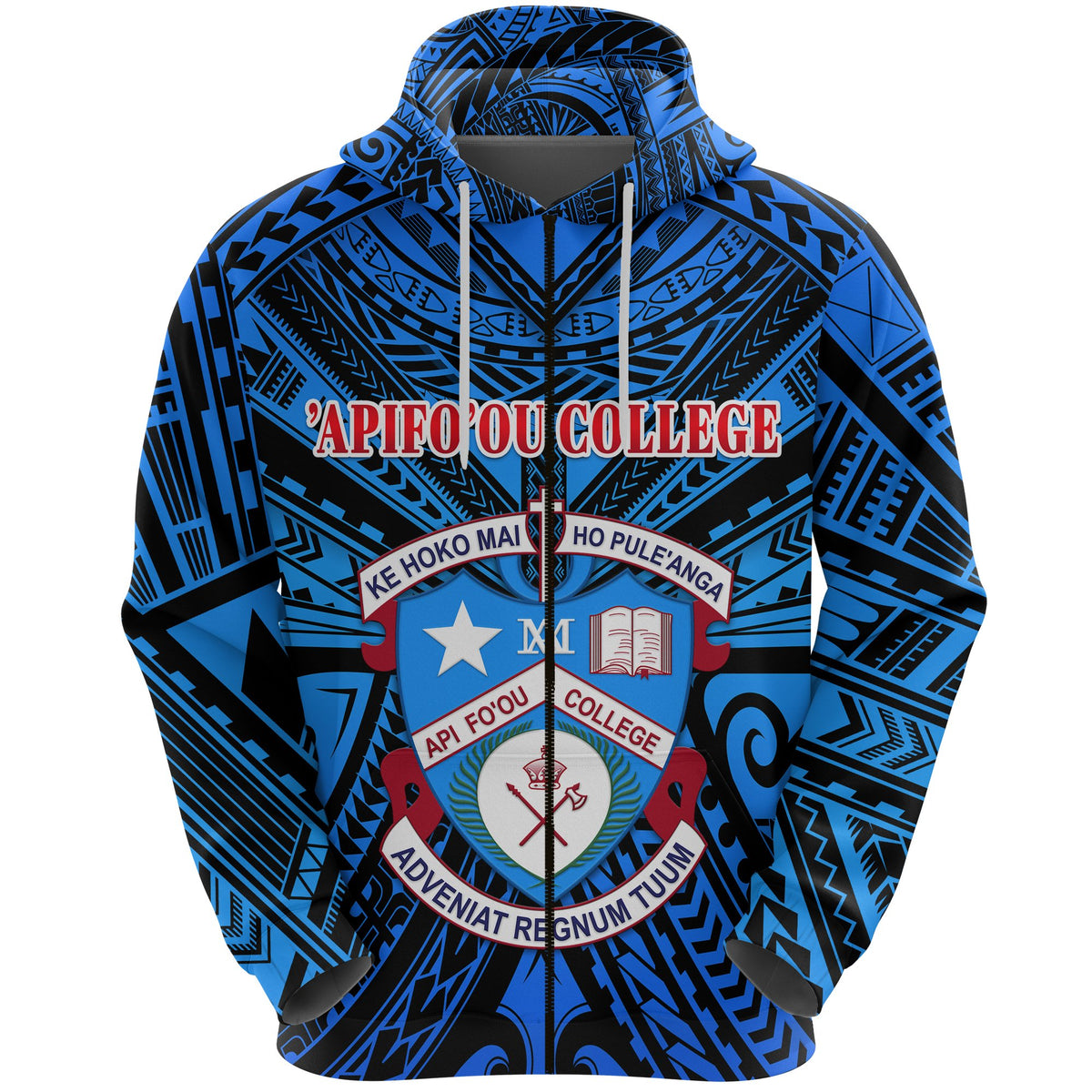 Kolisi Apifoou College Tonga Zip Hoodie Blue - Polynesian Pride