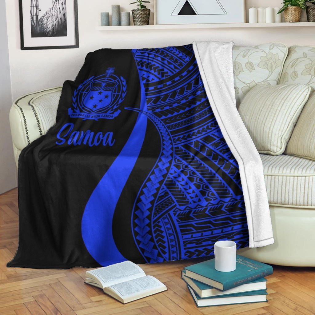 Samoa Premium Blanket - Blue Polynesian Tentacle Tribal Pattern - Polynesian Pride